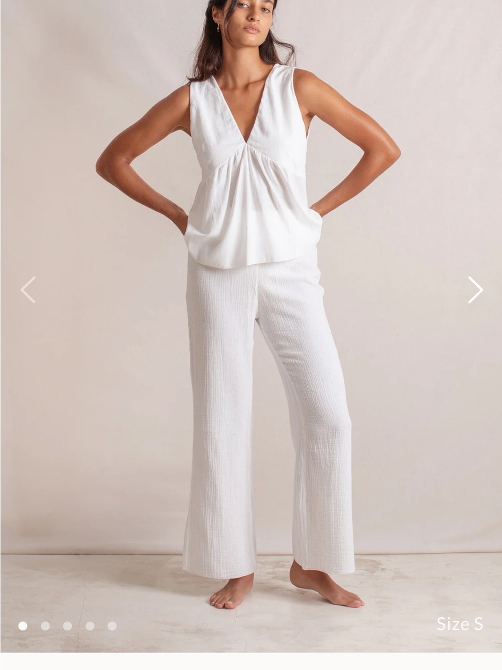 Wide Leg Gauze Pants - White